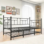 Twin Size Metal Daybed with Trundle for Kids or Guests
