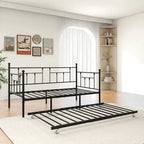 Twin Size Metal Daybed with Trundle for Kids or Guests
