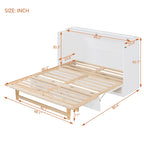 White Queen Size Modern Style Murphy Bed with Versatile Storage Large Drawers for Bedroom