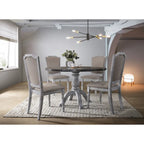 Ensemble de salle à manger vintage 5 pièces avec table ronde à pied central et chaises