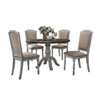 Ensemble de salle à manger vintage 5 pièces avec table ronde à pied central et chaises