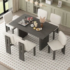 Ensemble de salle à manger transitionnel 7 pièces en bois avec table rectangulaire et 6 chaises