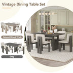Ensemble de salle à manger transitionnel 7 pièces en bois avec table rectangulaire et 6 chaises