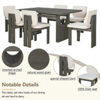 Ensemble de salle à manger transitionnel 7 pièces en bois avec table rectangulaire et 6 chaises