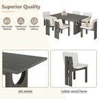 Ensemble de salle à manger transitionnel 7 pièces en bois avec table rectangulaire et 6 chaises