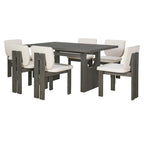 Ensemble de salle à manger transitionnel 7 pièces en bois avec table rectangulaire et 6 chaises