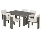 Ensemble de salle à manger transitionnel 7 pièces en bois avec table rectangulaire et 6 chaises