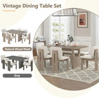 Ensemble de salle à manger transitionnel 7 pièces en bois avec table rectangulaire et 6 chaises