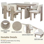 Ensemble de salle à manger transitionnel 7 pièces en bois avec table rectangulaire et 6 chaises