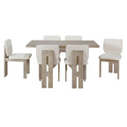 Ensemble de salle à manger transitionnel 7 pièces en bois avec table rectangulaire et 6 chaises