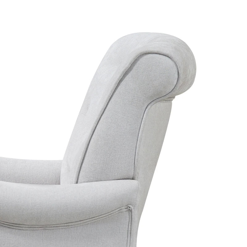 Chenille Fabric Accent Chair with Retro Wooden Legs, High-Density Foam and Spring Cushion, and 300 lbs Weight Capacity