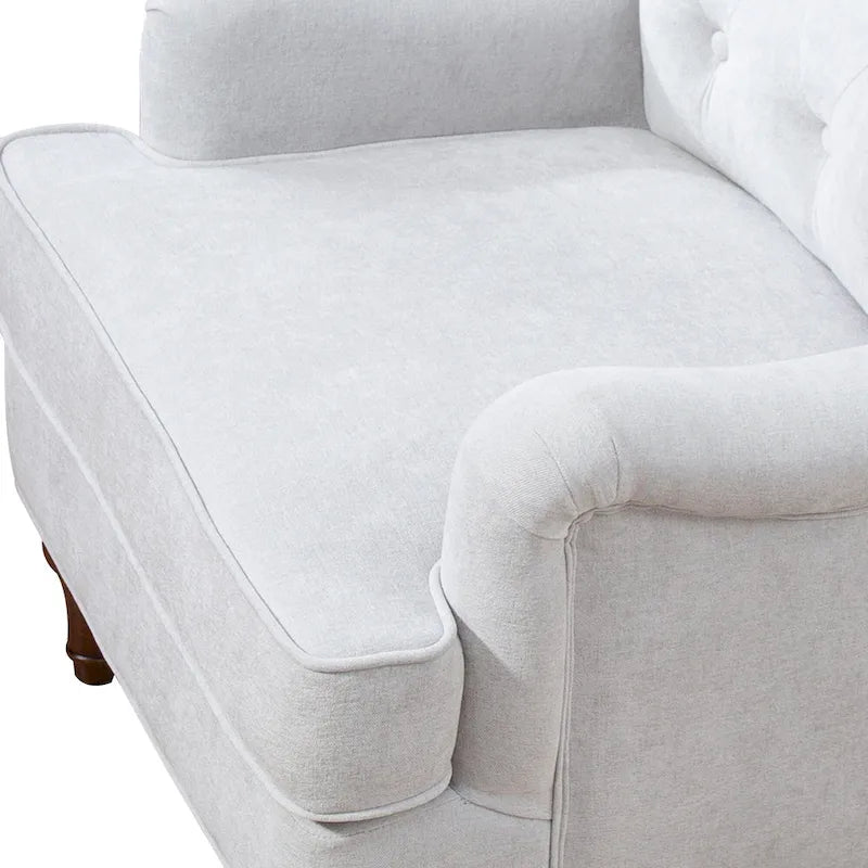 Chenille Fabric Accent Chair with Retro Wooden Legs, High-Density Foam and Spring Cushion, and 300 lbs Weight Capacity