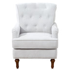 Chenille Fabric Accent Chair with Retro Wooden Legs, High-Density Foam and Spring Cushion, and 300 lbs Weight Capacity