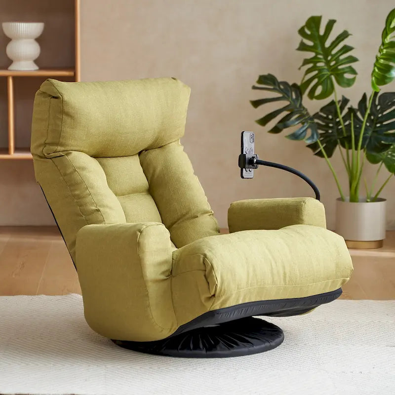 Upholstered 360 Swivel Manual Leisure Recliner with Mobile Phone Holder, Adjustable Headrest and Backrest