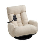 Upholstered 360 Swivel Manual Leisure Recliner with Mobile Phone Holder, Adjustable Headrest and Backrest