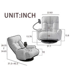 Upholstered 360 Swivel Manual Leisure Recliner with Mobile Phone Holder, Adjustable Headrest and Backrest