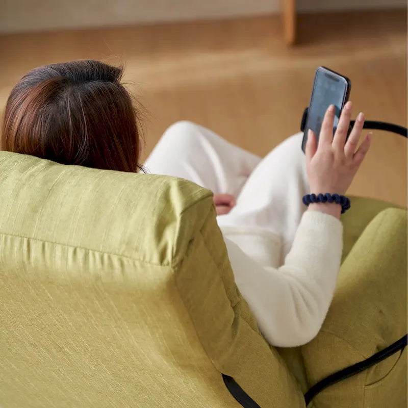 Upholstered 360 Swivel Manual Leisure Recliner with Mobile Phone Holder, Adjustable Headrest and Backrest