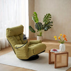 Upholstered 360 Swivel Manual Leisure Recliner with Mobile Phone Holder, Adjustable Headrest and Backrest