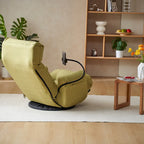 Upholstered 360 Swivel Manual Leisure Recliner with Mobile Phone Holder, Adjustable Headrest and Backrest