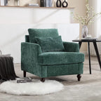 Emerald Modern 29.53 Chenille Upholstered Arm Chair with Solid Wood Frame and Pillows