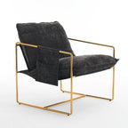 30.7 Arm Chair with Metal Frame and Gold Accents (Set of 2)