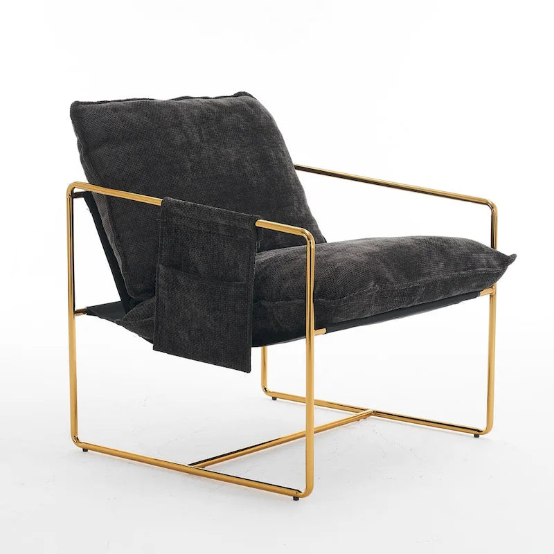 30.7 Arm Chair with Metal Frame and Gold Accents (Set of 2)