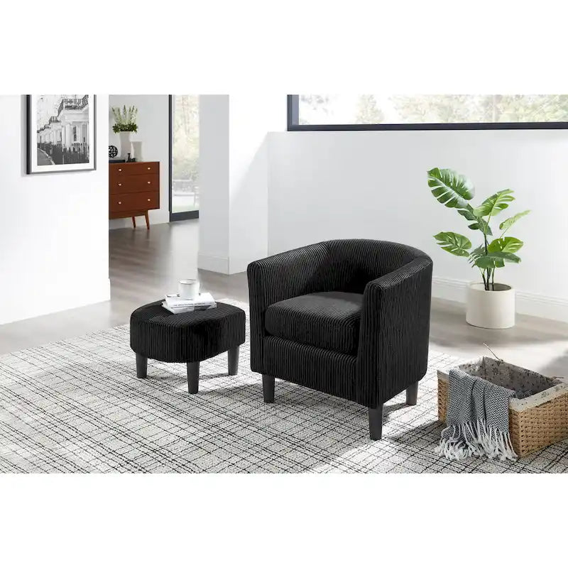 26.38 Corduroy Arm Chair with Ottoman