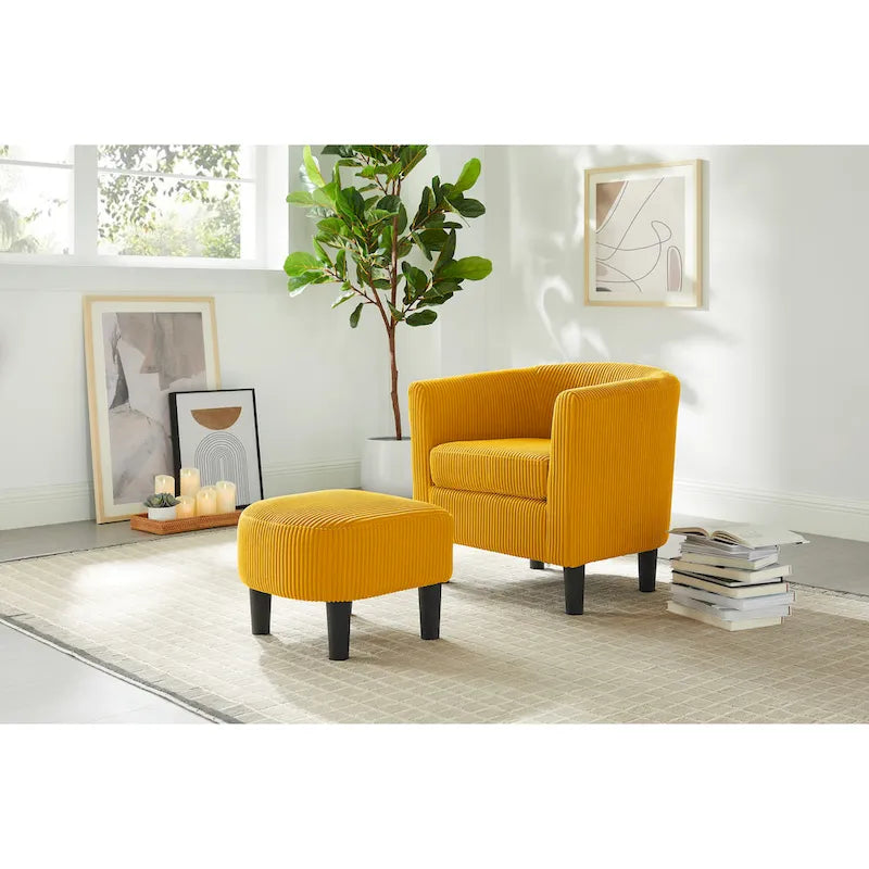 26.38 Corduroy Arm Chair with Ottoman