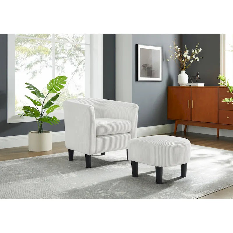 26.38 Corduroy Arm Chair with Ottoman