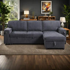 96 Chenille 3-Seat Sleeper Sectional Sofa with Storage Chaise