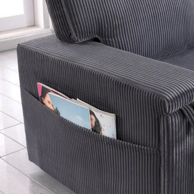 96 Chenille 3-Seat Sleeper Sectional Sofa with Storage Chaise