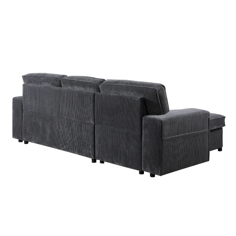 96 Chenille 3-Seat Sleeper Sectional Sofa with Storage Chaise