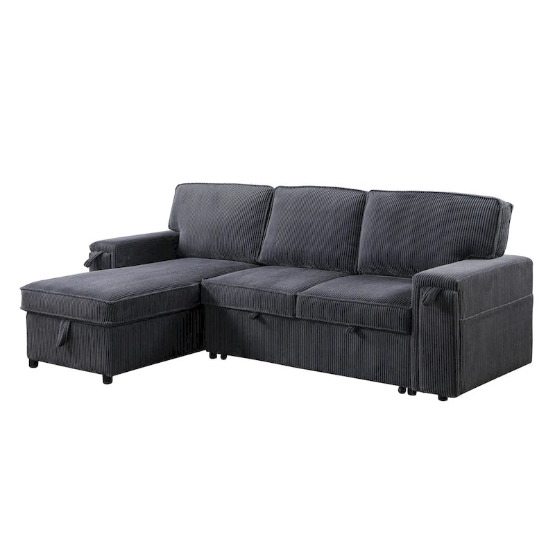 96 Chenille 3-Seat Sleeper Sectional Sofa with Storage Chaise