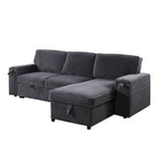 96 Chenille 3-Seat Sleeper Sectional Sofa with Storage Chaise
