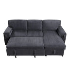 96 Chenille 3-Seat Sleeper Sectional Sofa with Storage Chaise