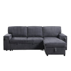 96 Chenille 3-Seat Sleeper Sectional Sofa with Storage Chaise