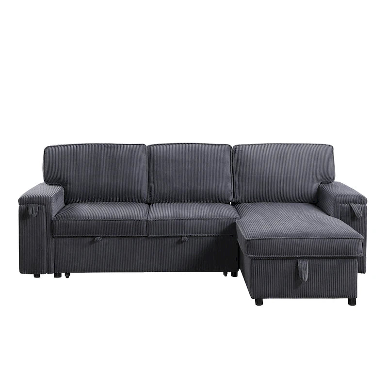 96 Chenille 3-Seat Sleeper Sectional Sofa with Storage Chaise