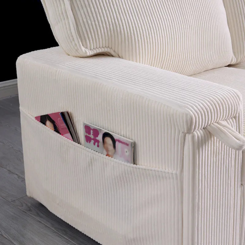 96 Chenille 3-Seat Sleeper Sectional Sofa with Storage Chaise