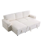 96 Chenille 3-Seat Sleeper Sectional Sofa with Storage Chaise