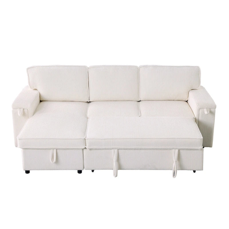 96 Chenille 3-Seat Sleeper Sectional Sofa with Storage Chaise