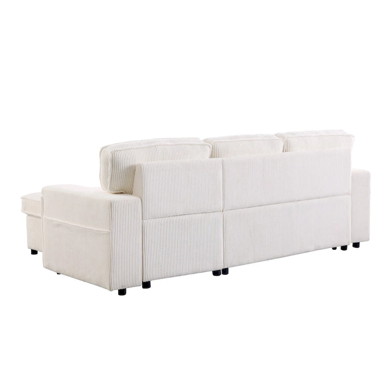 96 Chenille 3-Seat Sleeper Sectional Sofa with Storage Chaise