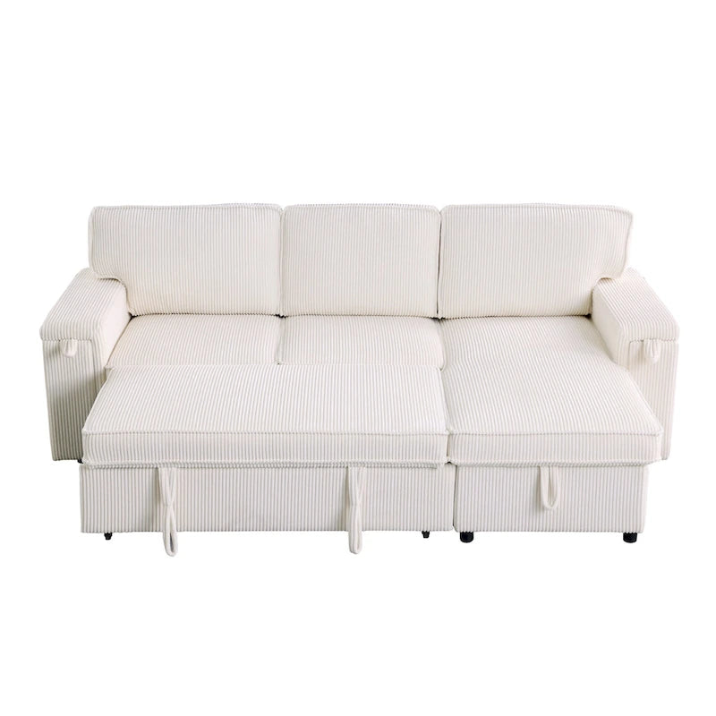 96 Chenille 3-Seat Sleeper Sectional Sofa with Storage Chaise