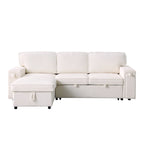 96 Chenille 3-Seat Sleeper Sectional Sofa with Storage Chaise