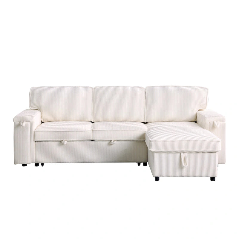96 Chenille 3-Seat Sleeper Sectional Sofa with Storage Chaise