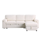 96 Chenille 3-Seat Sleeper Sectional Sofa with Storage Chaise