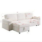 96 Chenille 3-Seat Sleeper Sectional Sofa with Storage Chaise