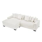 111 Corduroy L-Shaped Sectional Sofa with Convertible Chaise & Storage Arms