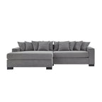 111 Corduroy L-Shaped Sectional Sofa with Convertible Chaise & Storage Arms