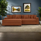 111 Corduroy L-Shaped Sectional Sofa with Convertible Chaise & Storage Arms