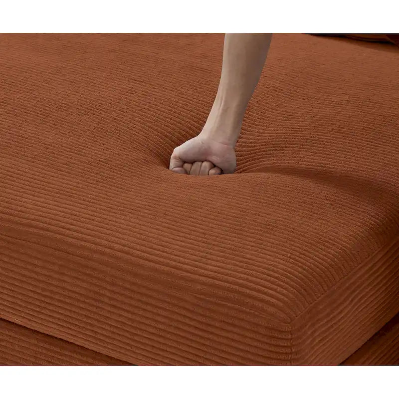 111 Corduroy L-Shaped Sectional Sofa with Convertible Chaise & Storage Arms